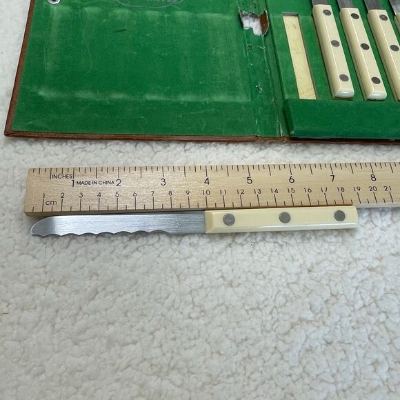 Vintage Simmons Steak Knives Set 6 Case 1950s Bakelite Handles Stainless Finish - Picture 4 of 4